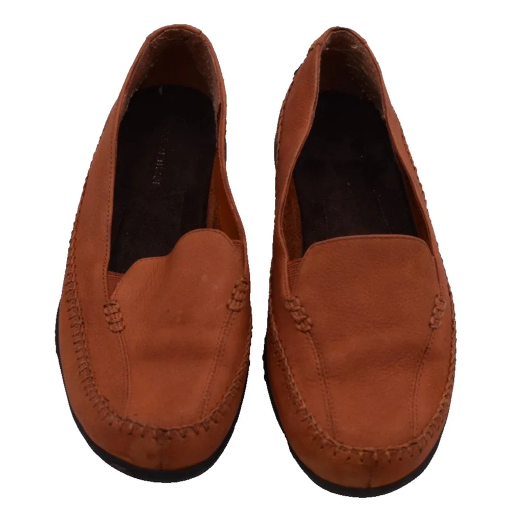 NATURALIZER Driving Loafer Shoes -- Orange Leather Flats 198P42 -- Womens 8
